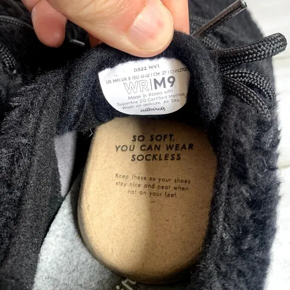 NWB Allbirds Men's Wool Runner Fluff Sneakers Shoes in Natural Black