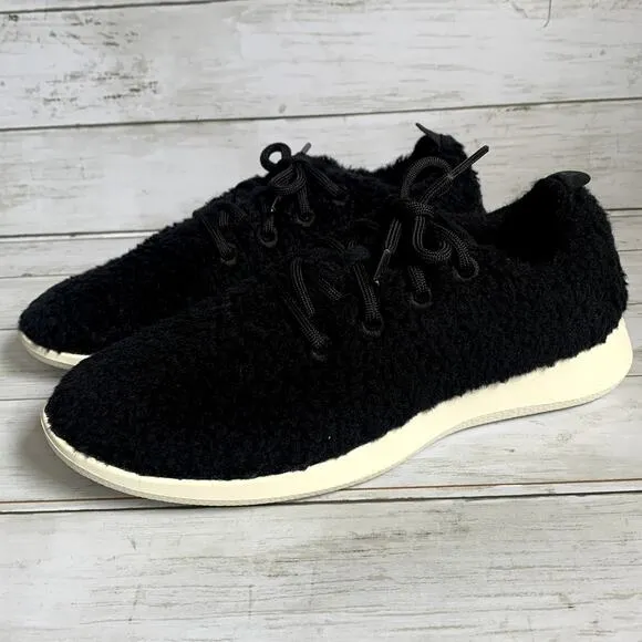 NWB Allbirds Men's Wool Runner Fluff Sneakers Shoes in Natural Black