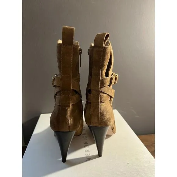 NWB VERONICA BEARD SOHELIA SUEDE HAZLEWOOD HIGH HEEL BUCKLE BOOTS US SZ 7M $550