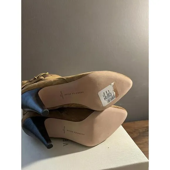 NWB VERONICA BEARD SOHELIA SUEDE HAZLEWOOD HIGH HEEL BUCKLE BOOTS US SZ 7M $550