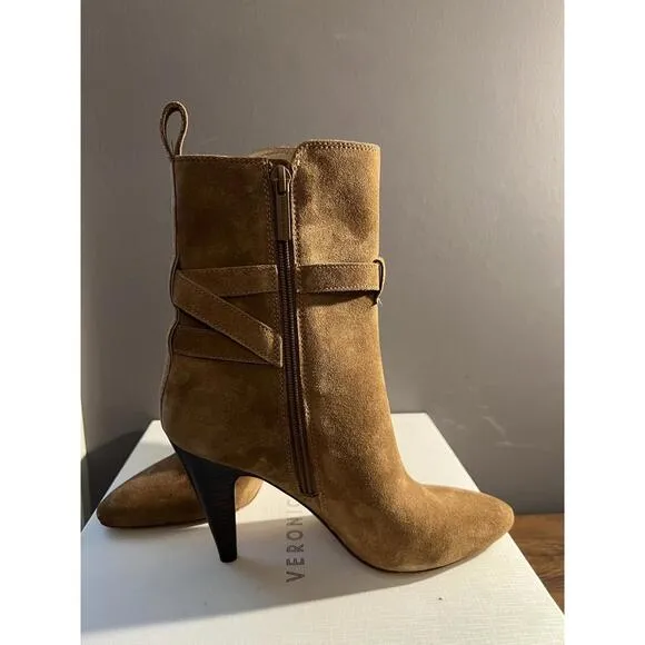 NWB VERONICA BEARD SOHELIA SUEDE HAZLEWOOD HIGH HEEL BUCKLE BOOTS US SZ 7M $550