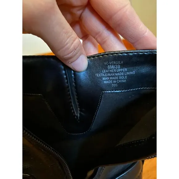 NWOB Vince Camuto Blk Leather Vergila Moto Biker Mid Ankle Boots‎ sz 8