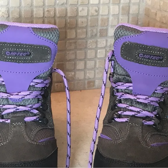 ☀️NWOB☀️ WATERPROOF HIKING BOOTS WOMENS by HI-TEC SIZE 6 PURPLE/BROWN/GREY