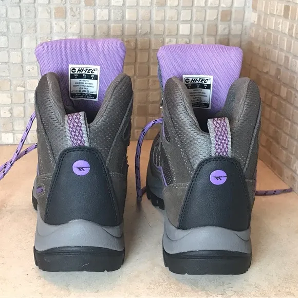 ☀️NWOB☀️ WATERPROOF HIKING BOOTS WOMENS by HI-TEC SIZE 6 PURPLE/BROWN/GREY