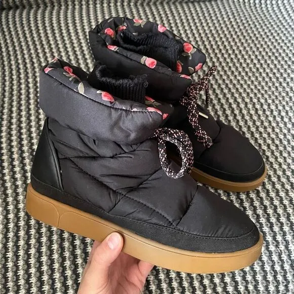 NWOT Kate Spade Cocoon Snow Boots black gum women’s shoe size 7