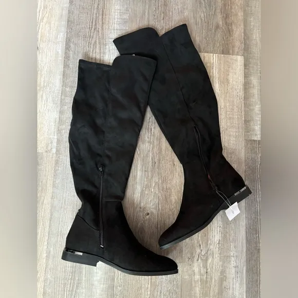 NWOT Nine West Allair Black Suede Over the Knee Boots