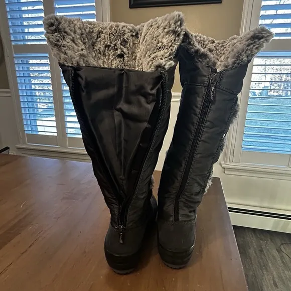 NWOT Pajar Canada Gray Lined Fur Tall Boots Winter Snow Womens EU 38 US 7.5 Fold