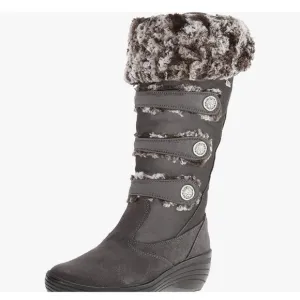 NWOT Pajar Canada Gray Lined Fur Tall Boots Winter Snow Womens EU 38 US 7.5 Fold