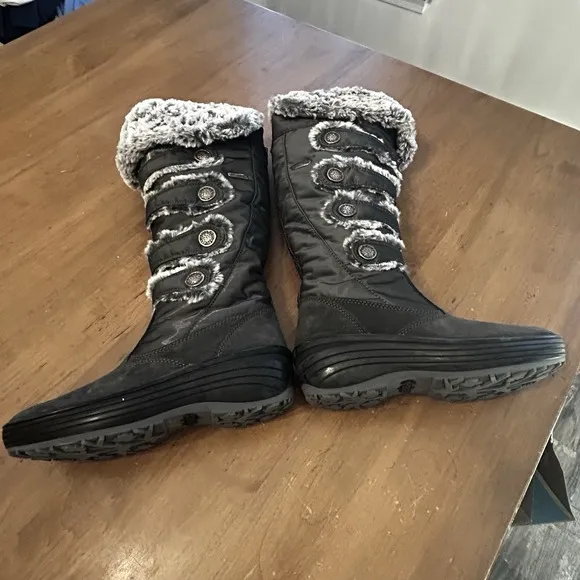 NWOT Pajar Canada Gray Lined Fur Tall Boots Winter Snow Womens EU 38 US 7.5 Fold