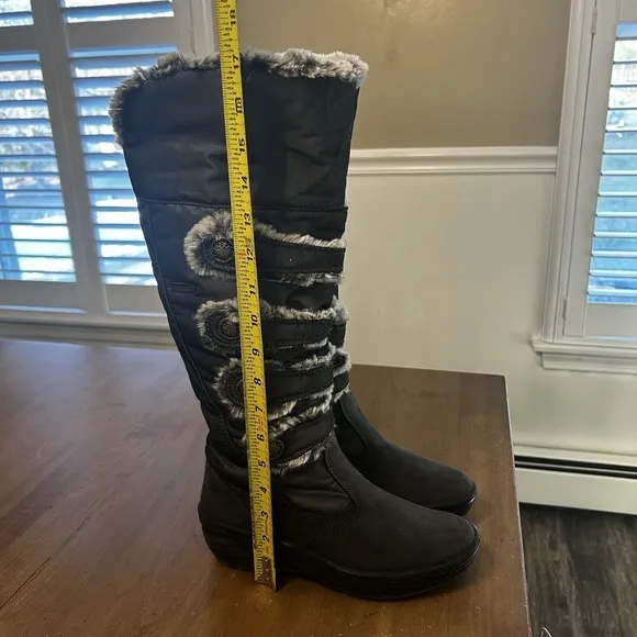NWOT Pajar Canada Gray Lined Fur Tall Boots Winter Snow Womens EU 38 US 7.5 Fold