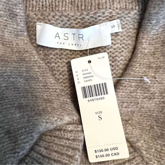 NWT Anthropologie ASTR The Label Collared Puff-Sleeved Sweater