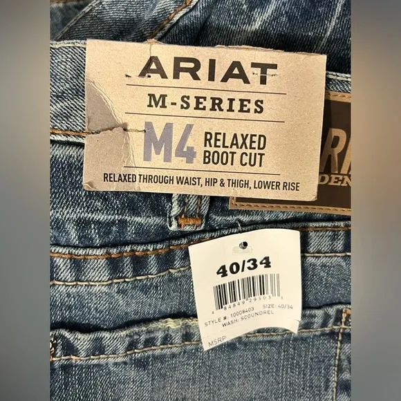 NWT- Ariat Men's M4 Low Rise Scoundrel Boot Cut Jeans  SIZE: 40W X 34L