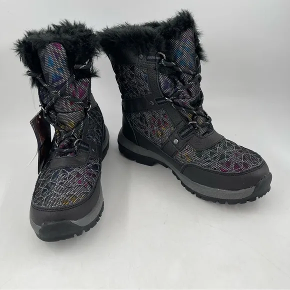 NWT! Bearpaw Big Kids Multicolor Fur Trimmed Wool Lined Winter Boots - Size 4 Y