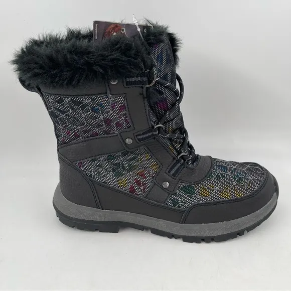 NWT! Bearpaw Big Kids Multicolor Fur Trimmed Wool Lined Winter Boots - Size 4 Y