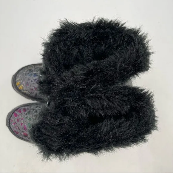 NWT! Bearpaw Big Kids Multicolor Fur Trimmed Wool Lined Winter Boots - Size 4 Y