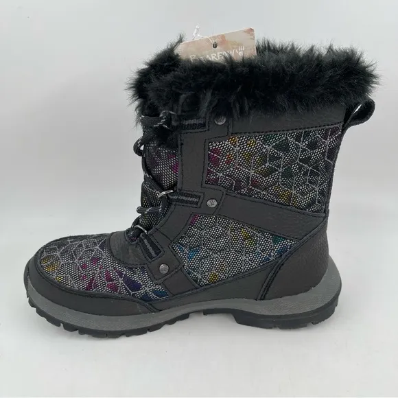 NWT! Bearpaw Big Kids Multicolor Fur Trimmed Wool Lined Winter Boots - Size 4 Y