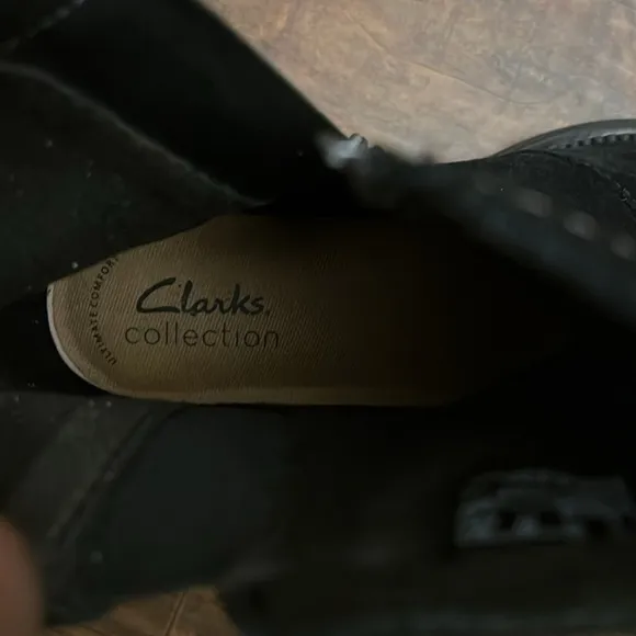 NWT Clarks Women’s Black Suede Boots, sz 6 1/2.
