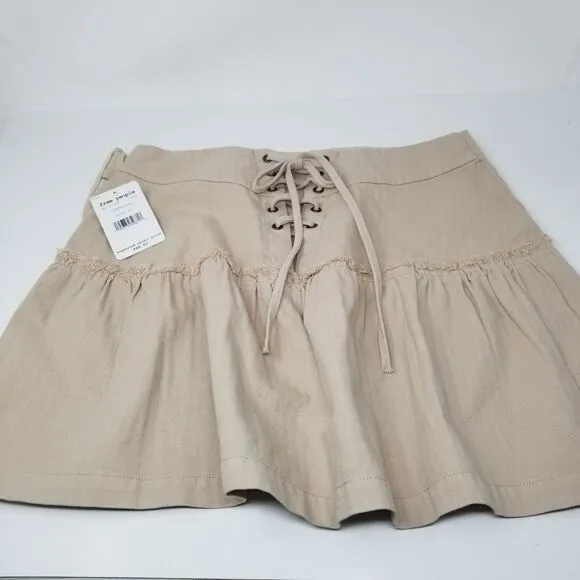 NWT FREE PEOPLE 100% COTTON KHAKI SKIRT. SZ 12