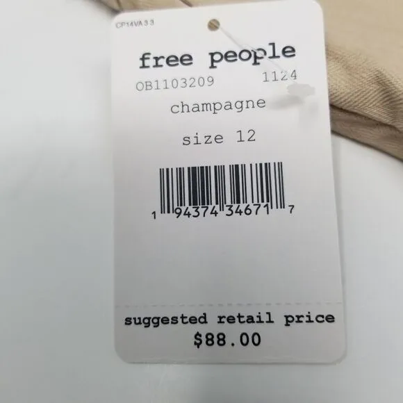 NWT FREE PEOPLE 100% COTTON KHAKI SKIRT. SZ 12