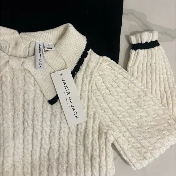 NWT Janie and Jack Cable Knit Colorblock Sweater Dress – Size 6