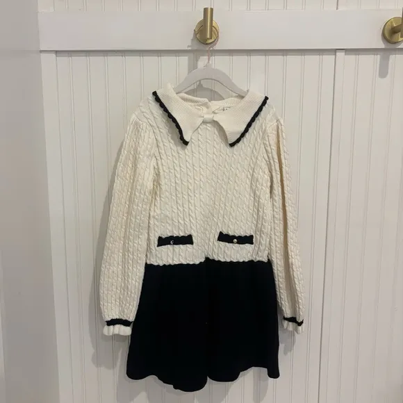 NWT Janie and Jack Cable Knit Colorblock Sweater Dress – Size 6