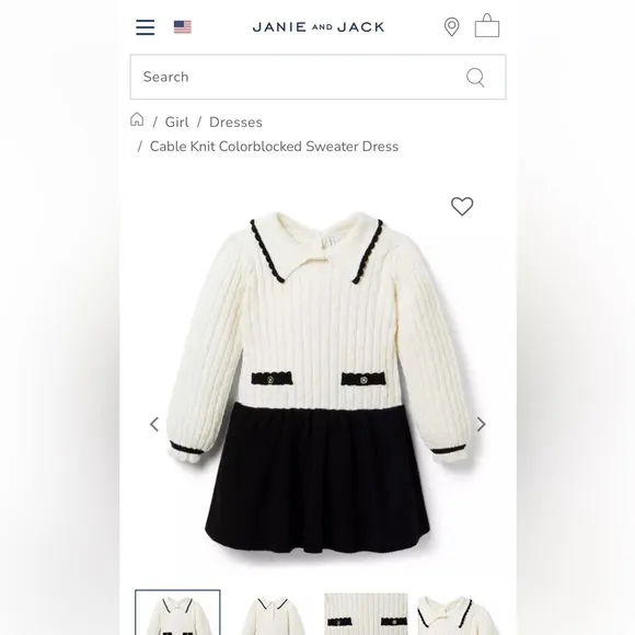 NWT Janie and Jack Cable Knit Colorblock Sweater Dress – Size 6