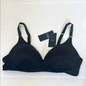 NWT LAUREN RALPH LAUREN Wireless Black Logo Bra Size 38C