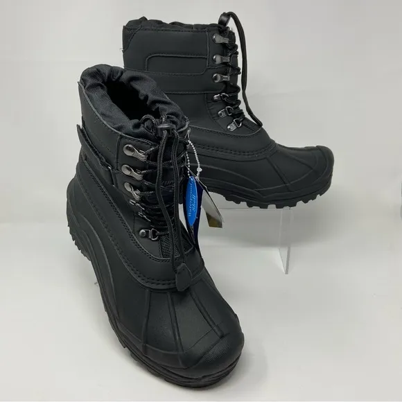NWT Men’s Khombu Black Insulated Drawstring Waterproof Winter Boots SZ 10