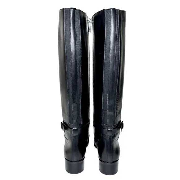 NWT Michael Kors Heather Leather Riding Boots Tall Black SZ 7
