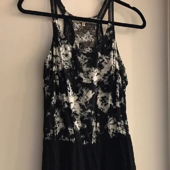 NWT Rachel Roy Black/White High-low Eyelet Night Out Sleeveless Midi Dress Sz L