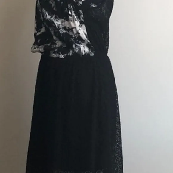 NWT Rachel Roy Black/White High-low Eyelet Night Out Sleeveless Midi Dress Sz L