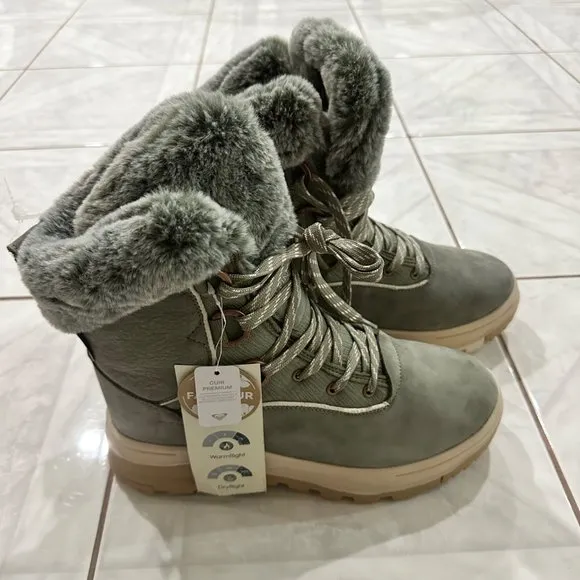 NWT Roxy Yuma Alpine Faux Fur Leather Womens Winter Ankle Boots Size 10 NEW