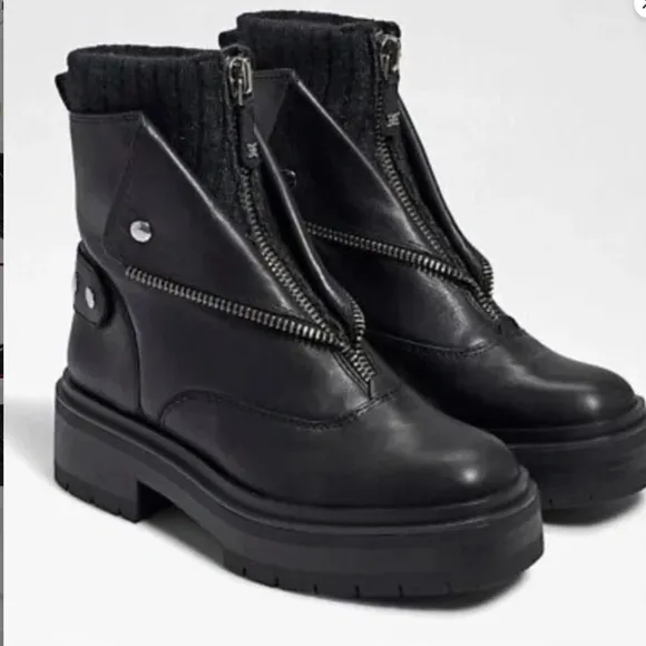 NWT Sam Edelman Linds Zipper Chelsea Leather Ankle Boots Black