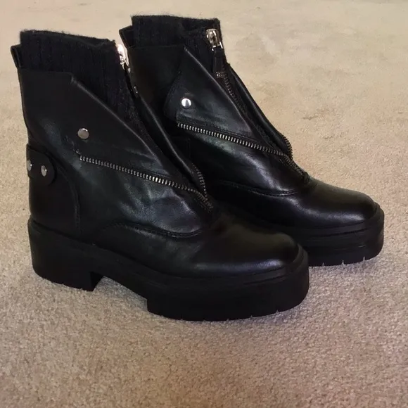 NWT Sam Edelman Linds Zipper Chelsea Leather Ankle Boots Black
