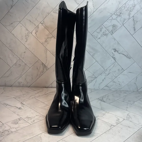 NWT Sam Edelman Womens Cesar Black Square Toe Knee High Riding Boots Size 8.5M