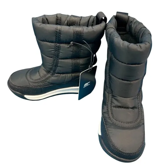 NWT Size 9 Black Sorel Kids Unisex WaterProof Insulated Puffy Black Snow Boots