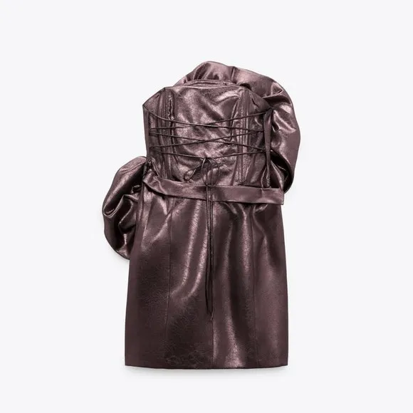 NWT ZARA VOLUMINOUS FLOWER DRESS/Zara mini metallic dress