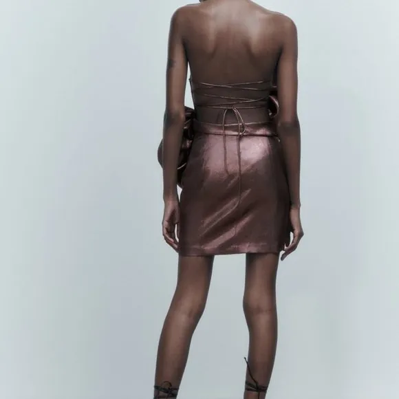 NWT ZARA VOLUMINOUS FLOWER DRESS/Zara mini metallic dress