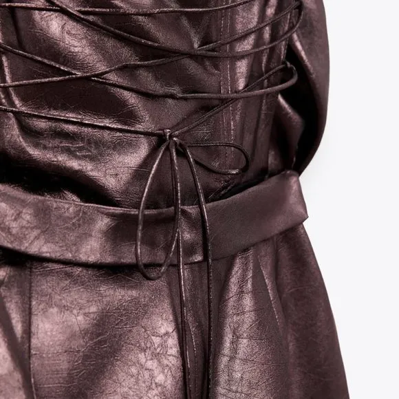 NWT ZARA VOLUMINOUS FLOWER DRESS/Zara mini metallic dress