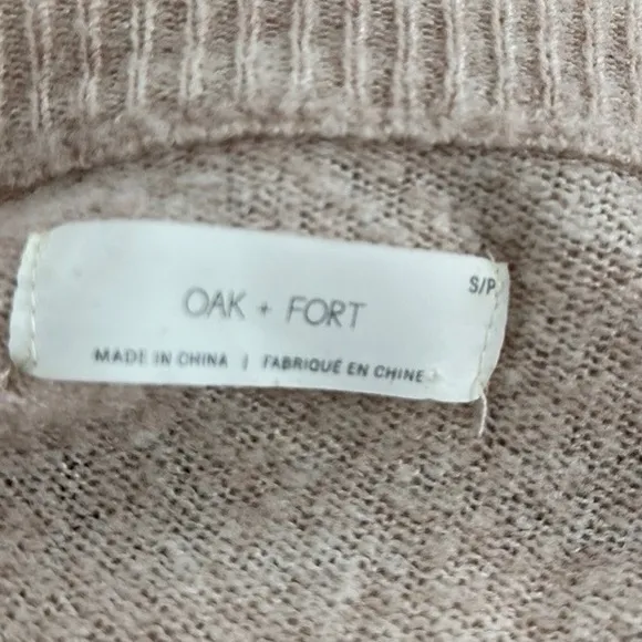 Oak And Fort midi Sweater Dress cream warm Knit Long Sleeve Crew Neck Sz sm