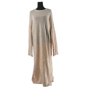 Oak And Fort midi Sweater Dress cream warm Knit Long Sleeve Crew Neck Sz sm