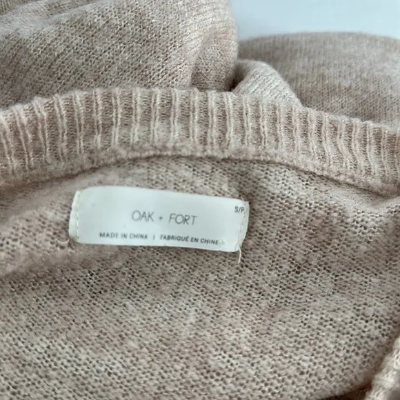 Oak And Fort midi Sweater Dress cream warm Knit Long Sleeve Crew Neck Sz sm