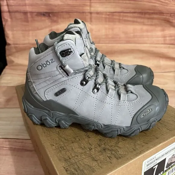 Oboz‎ Bridger Mid B-Dry Womens Size 7 Waterproof Hiking Boots 22102 Frost Gray
