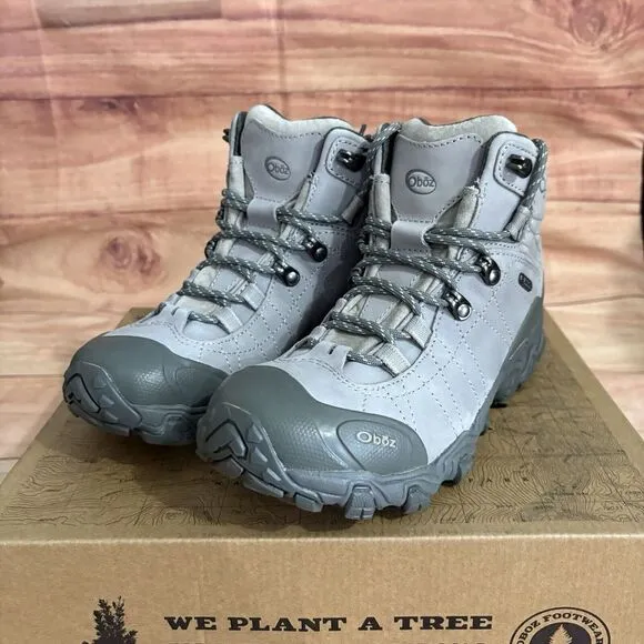 Oboz‎ Bridger Mid B-Dry Womens Size 7 Waterproof Hiking Boots 22102 Frost Gray