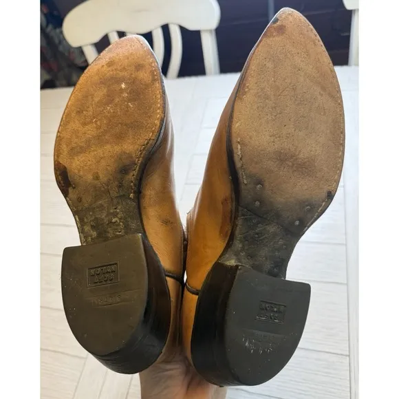 Olathe Men's Tan Leather Western Cowboy Boots. Made In USA. Sz 10.5D.