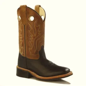 OLD‎ WEST Broad Square Toe Western Cowboy Boots Brown Tan Leather Cowgirl 6