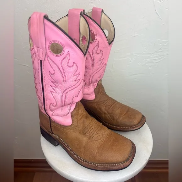 OLD WEST CODY JAMES Little Girl Pink Cowboy Boot Western Brown Shoe Toddler 12.5