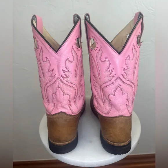 OLD WEST CODY JAMES Little Girl Pink Cowboy Boot Western Brown Shoe Toddler 12.5