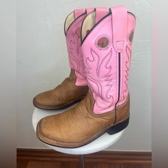 OLD WEST CODY JAMES Little Girl Pink Cowboy Boot Western Brown Shoe Toddler 12.5