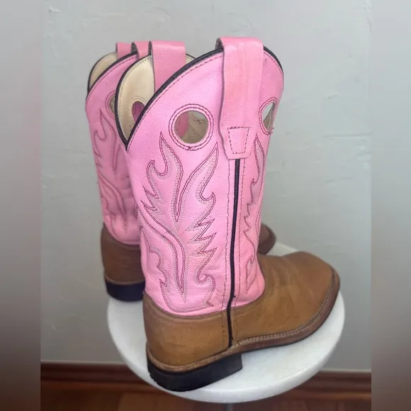 OLD WEST CODY JAMES Little Girl Pink Cowboy Boot Western Brown Shoe Toddler 12.5